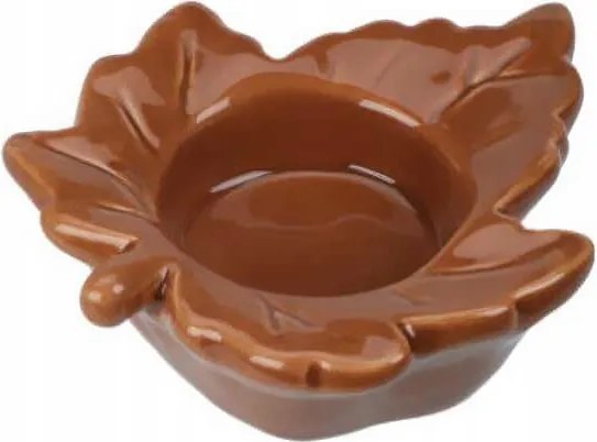 Gyertyatartó Teaécséhez, Kerámia, Barna, Juharlevél Mintával, 9,8x8,5x3 CM