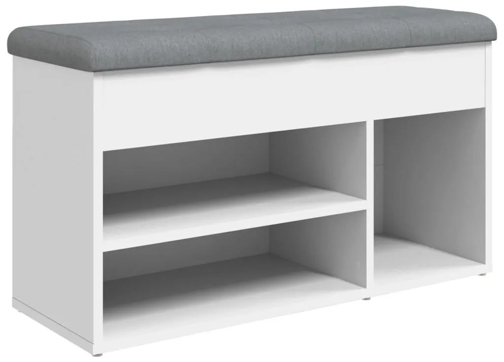 fehér szerelt fa cipőtároló pad 82 x 32 x 45,5 cm