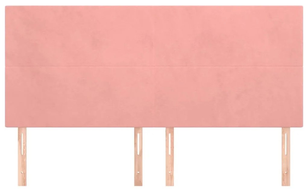 rózsaszín bársony fejtámla 180x5x118/128 cm