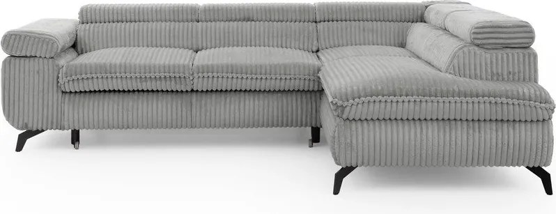 Világosszürke kordbársony sarokkanapé (jobb oldali-L alakú) Marbeya – Ropez