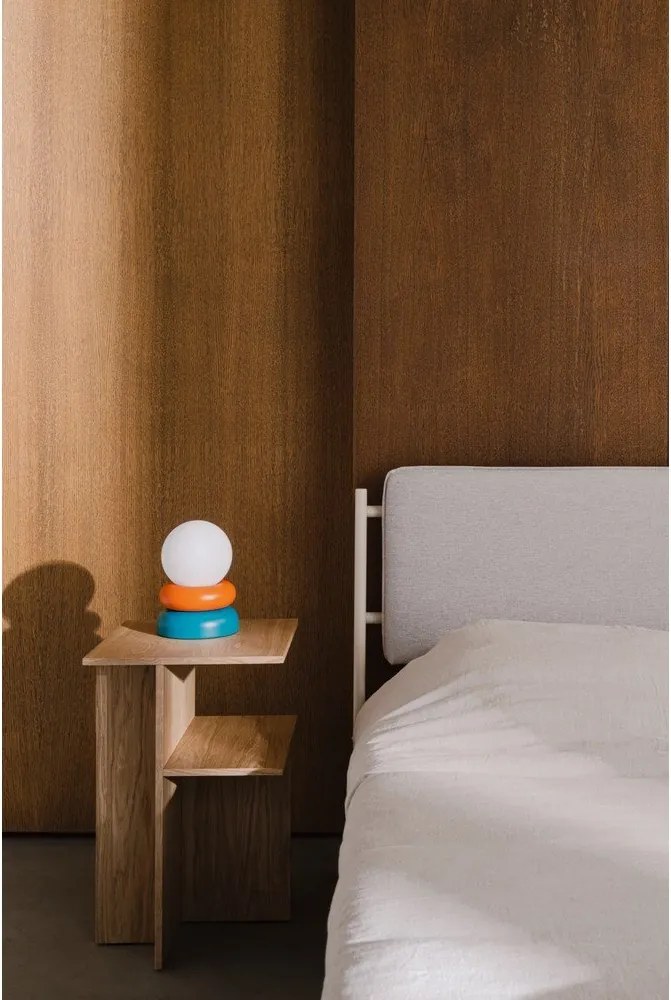 Petróleum színű-narancssárga tömörfa asztali lámpa üveg búrával (magasság 24 cm) Otem – noo.ma