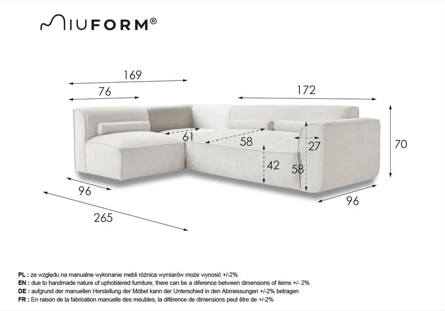 Krémszínű sarokkanapé (bal oldali) Flex Felix – Miuform