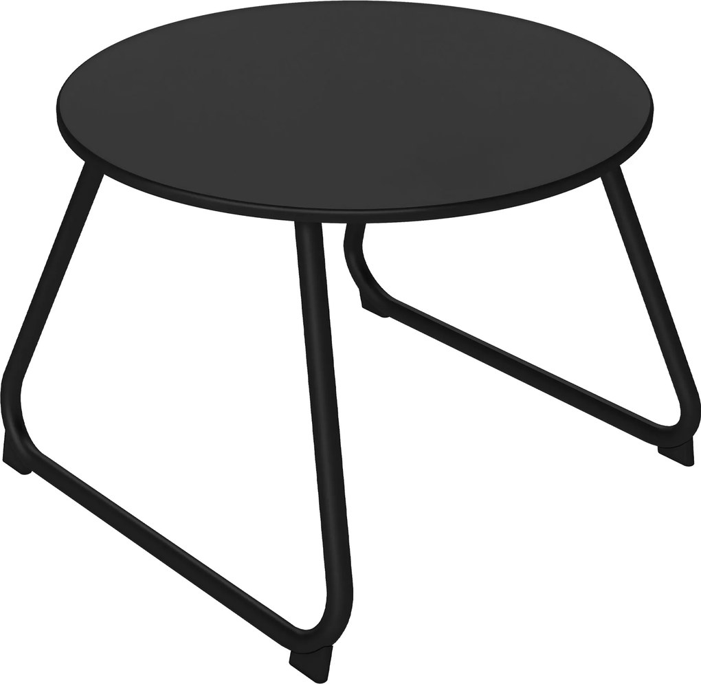 Outsunny Állítható Lábu Kültéri Oldalasztal Ø48x37 cm Festett Fém, Fekete | Aosom