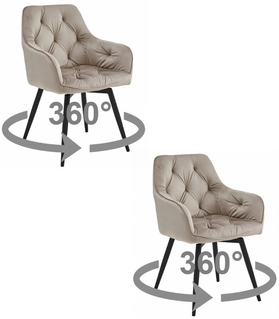 JORK360 VELVET bézs forgó étkezőszék
