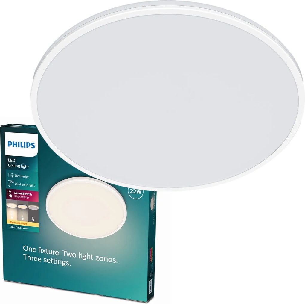 Plafon Led Mennyezeti Lámpa Falra szerelhető Ozziet 22W 2700K 40cm Fehér Philips