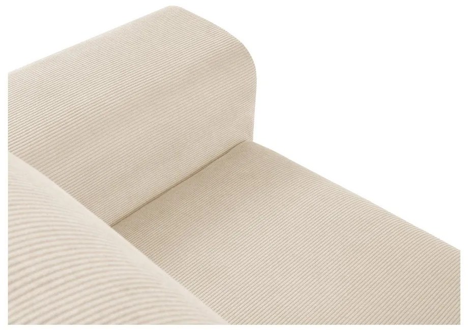 Bézs kordbársony kinyitható tárolóhelyes sarokkanapé (bal oldali-heverő résszel) Kyoto – Cosmopolitan Design