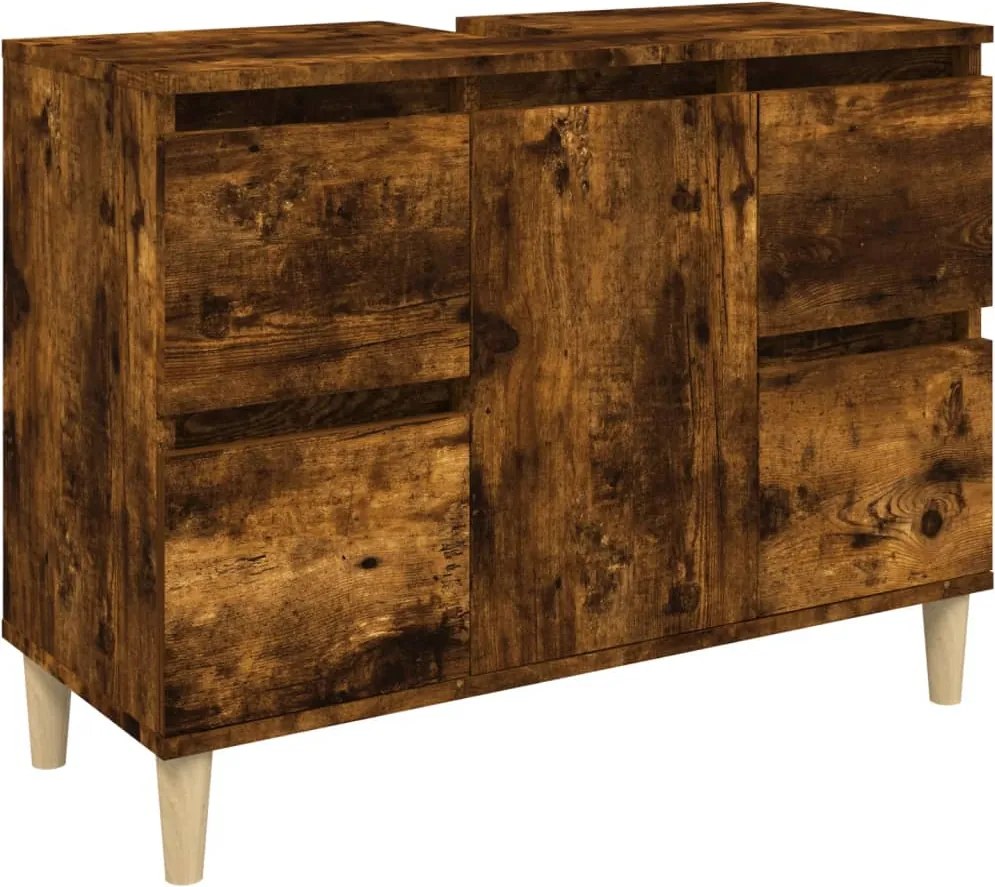 vidaXL füstös tölgy színű szerelt fa mosdószekrény 80 x 33 x 60 cm
