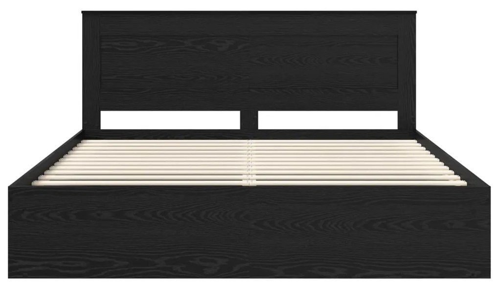 vidaXL Ágykeret fejtámlával fiókkal Fekete 180 x 200 cm Tömör fenyőfa