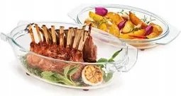 Ovális üvegtál fedővel 35x21cm Tescoma