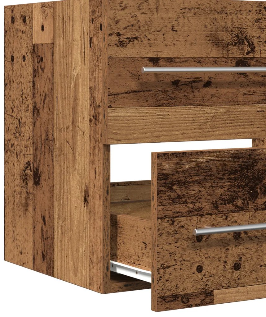 Mosdókagylós szekrény fiókkal 2 pcs Régi fa 60 x 38.5 x 48 cm