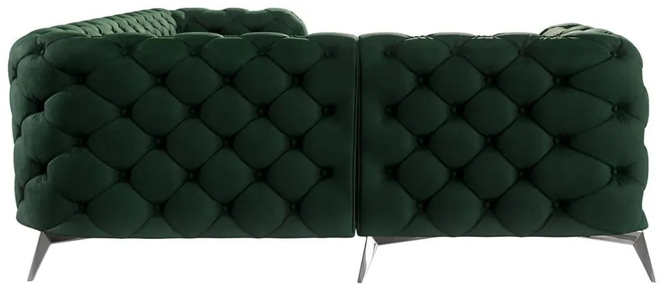 Sötétzöld bársony sarokkanapé (bal oldali-L alakú) Chelsea – Ropez