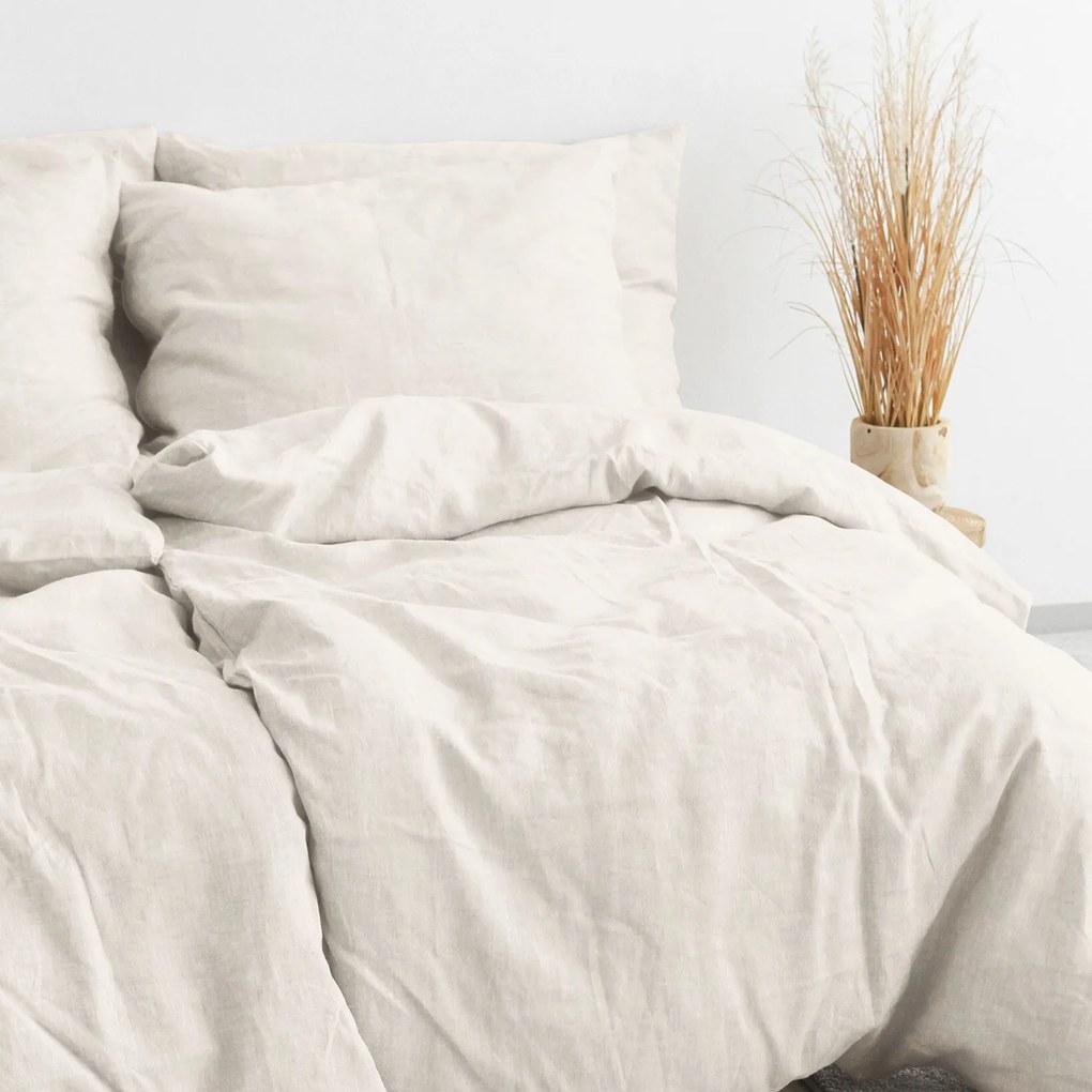 Goldea lenvászon keverék ágyneműhuzat - elefántcsontszín 140 x 200 és 70 x 90 cm