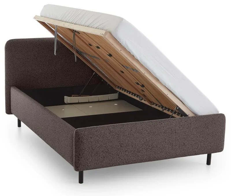 Antracitszürke kárpitozott ágyneműtartós franciaágy ágyráccsal 180x200 cm Primo – Meise Möbel