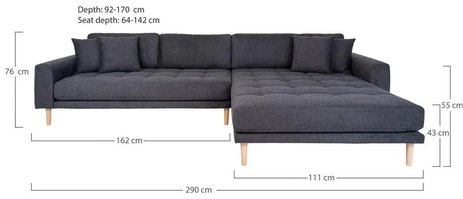 Lido jobb ottomános kanapé, 4db párnával