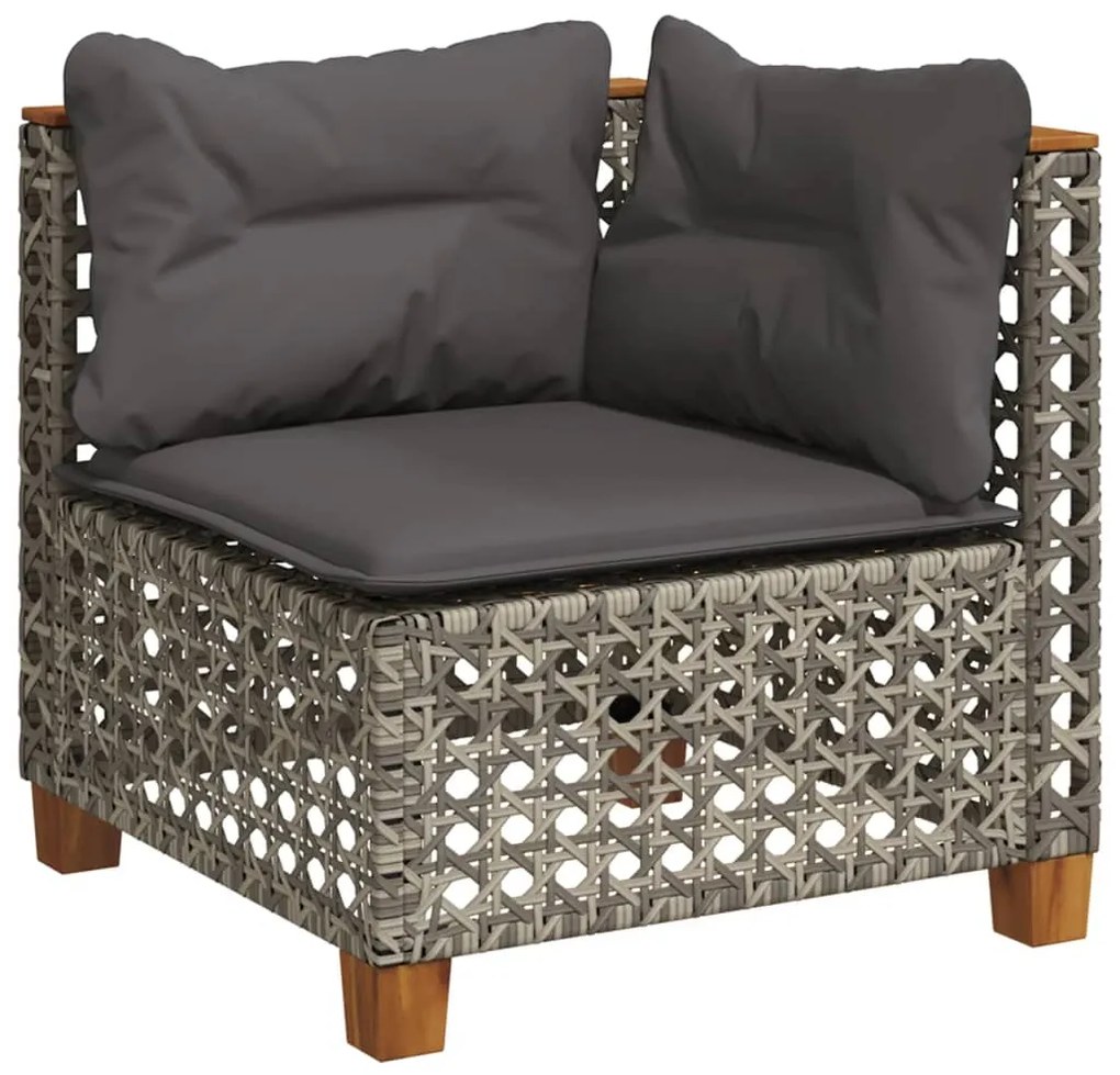 vidaXL szürke polyrattan kerti sarokkanapé párnával