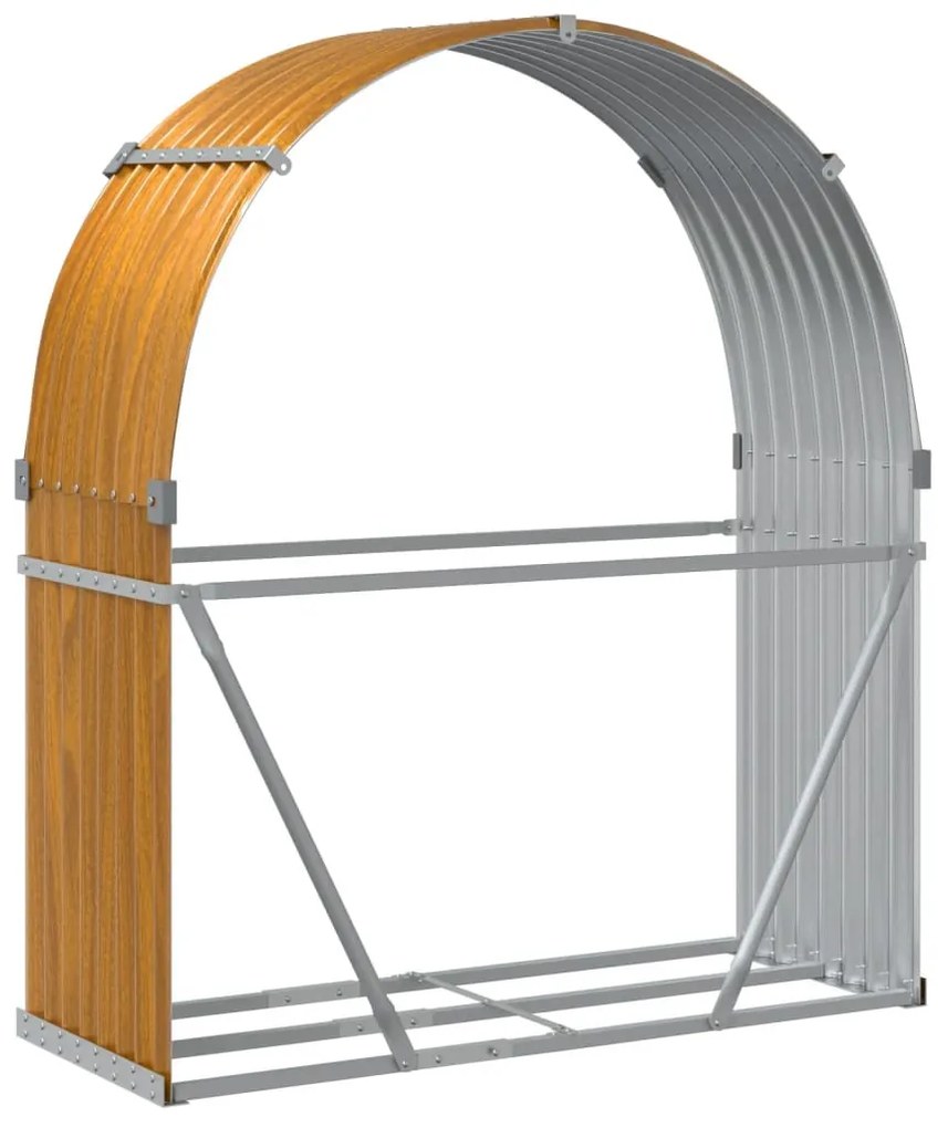 világosbarna horganyzott acél rönktartó 120 x 45 x 140 cm