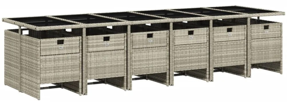 vidaXL 13 részes szürke polyrattan kerti étkezőgarnitúra párnákkal