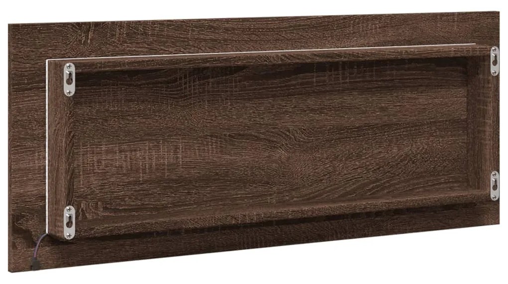barna tölgy szerelt fa LED-es fürdőszobatükör 100x8,5x37 cm