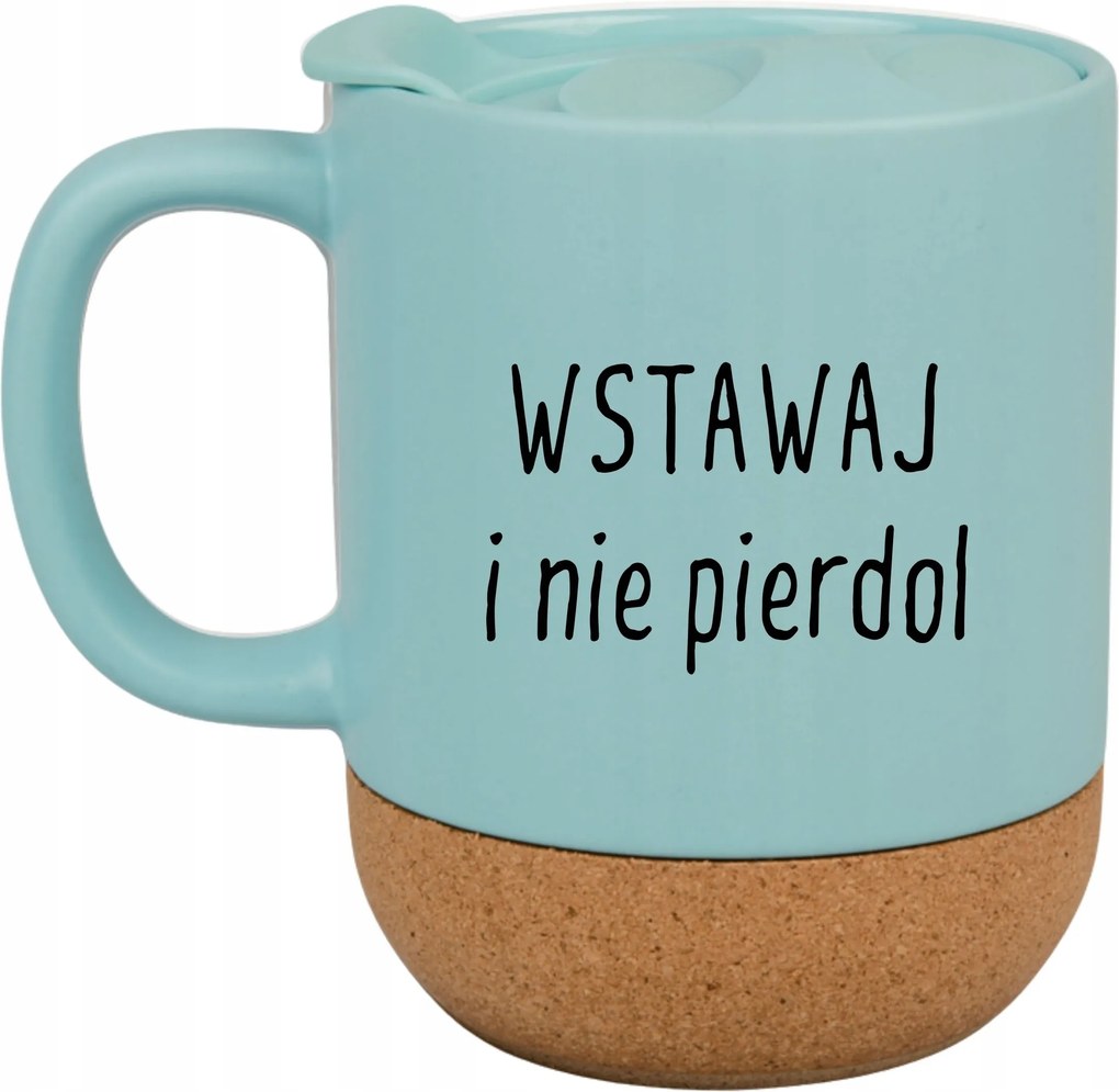 Kék Bögre Fedéllel És Parafa Aljjal Ajándék