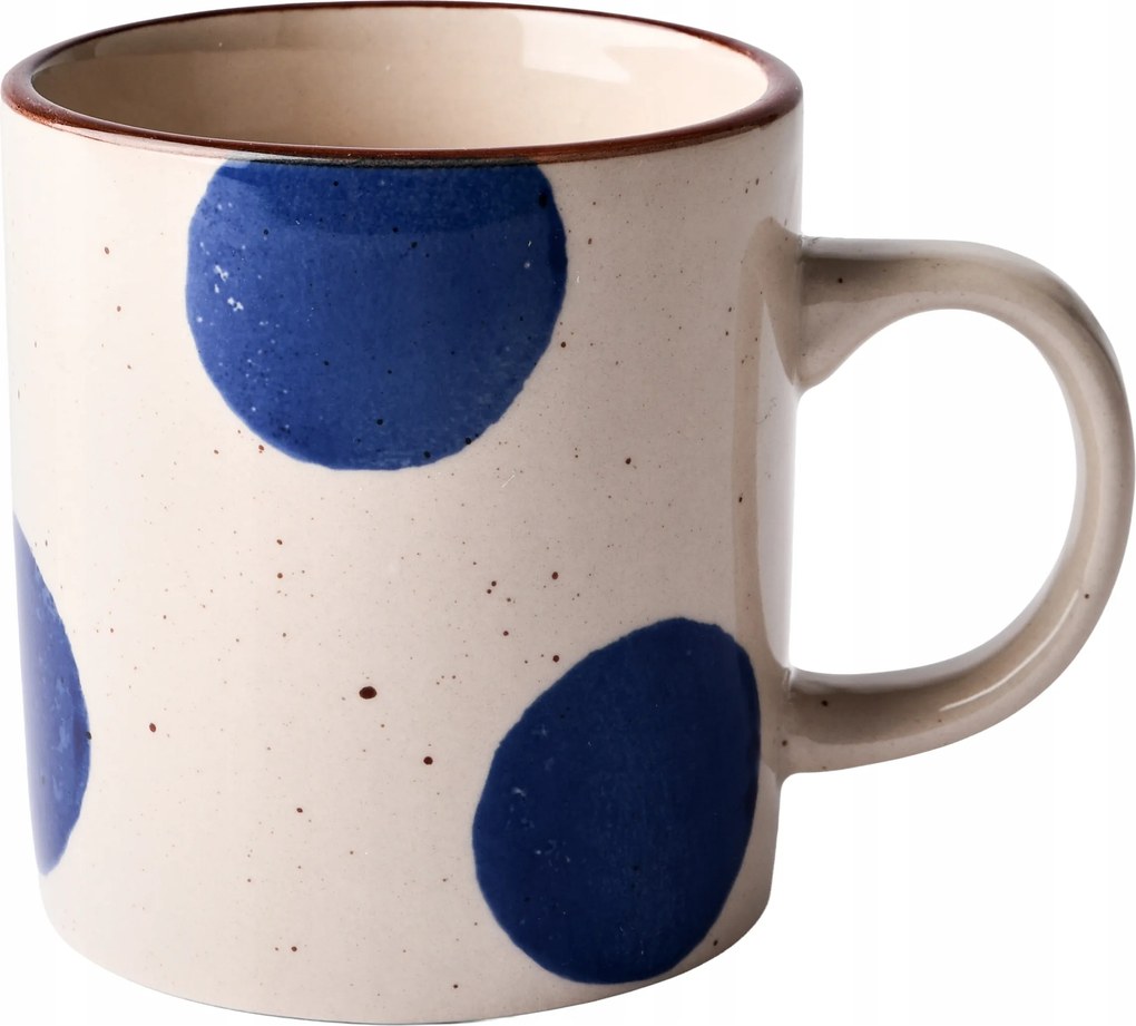 Kerámia Pöttyös Bögre 300ml Bézs Tea Kávéhoz Kávétartóval