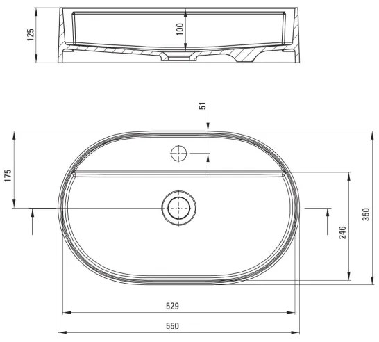 Deante CQS_NU6B - SILIA ráépíthető mosdó csaplyukkal 35x55 cm gránit/fekete