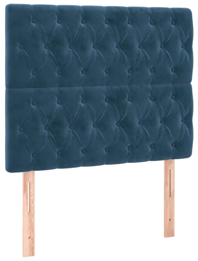 sötétkék bársony LED-es fejtámla 100x7x118/128 cm