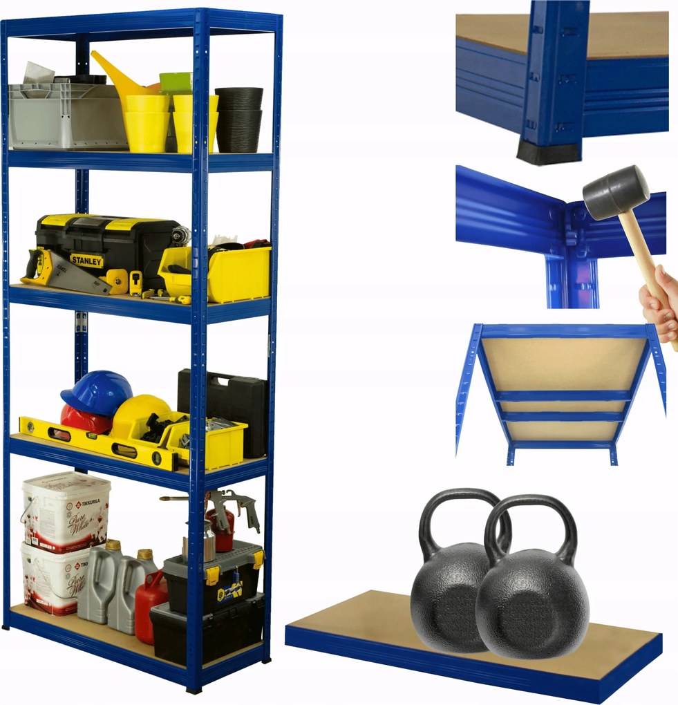 Helios fém tároló állvány 196x75x45cm 5Px275kg Lengyel Tartós