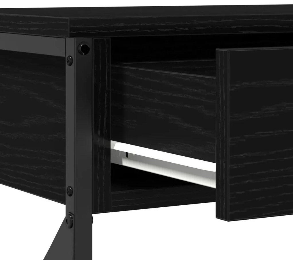 Konzoltábla Fekete Tölgy 100x28x75 cm Mérnöki Fa és Acél