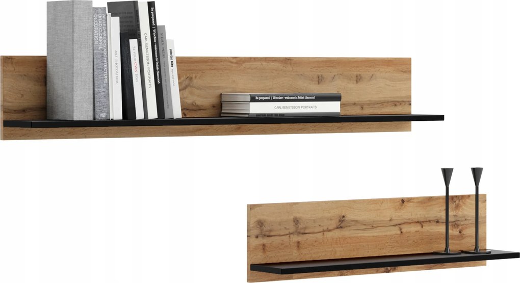 Kobi Fali polc szett 2x 100 cm tölgy arany craft fekete