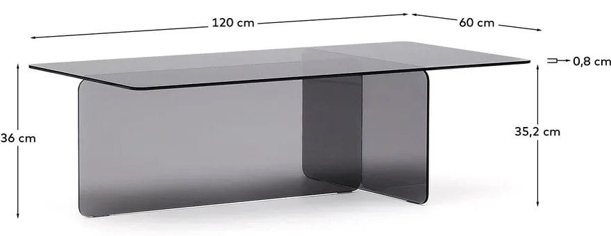 Szürke üveg dohányzóasztal 60x120 cm Zaren – Kave Home