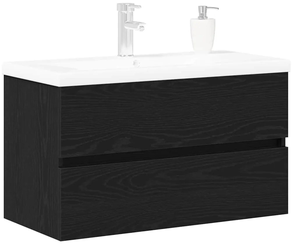 Mosdószekrény tárolóval Musta tammi 80 x 39 x 62 cm Faanyag