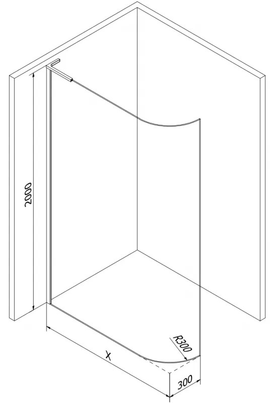 Mexen Kioto L, Walk-In zuhany paraván 90 x 200 cm, 8 mm átlátszó üveg, króm profil, 800-090-103-01-06