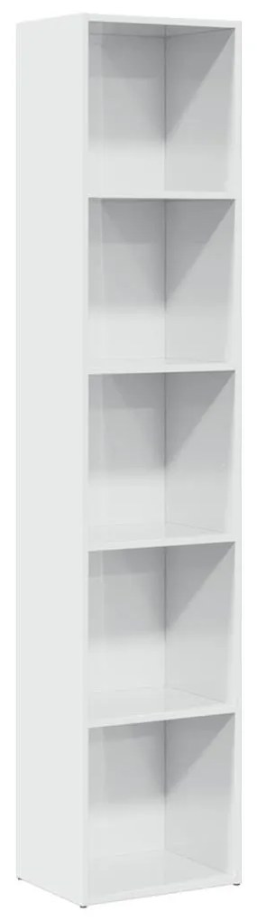 magasfényű fehér szerelt fa könyvespolc 40 x 30 x 189 cm