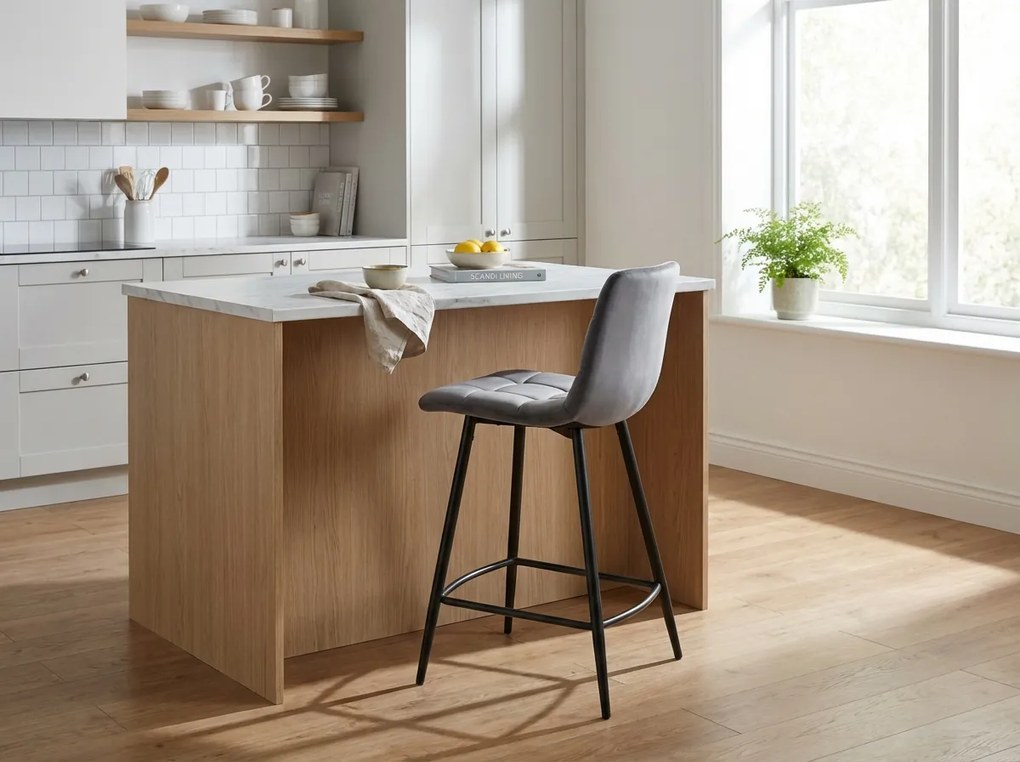 MILA VELVET szürke bárszék fekete lábakkal