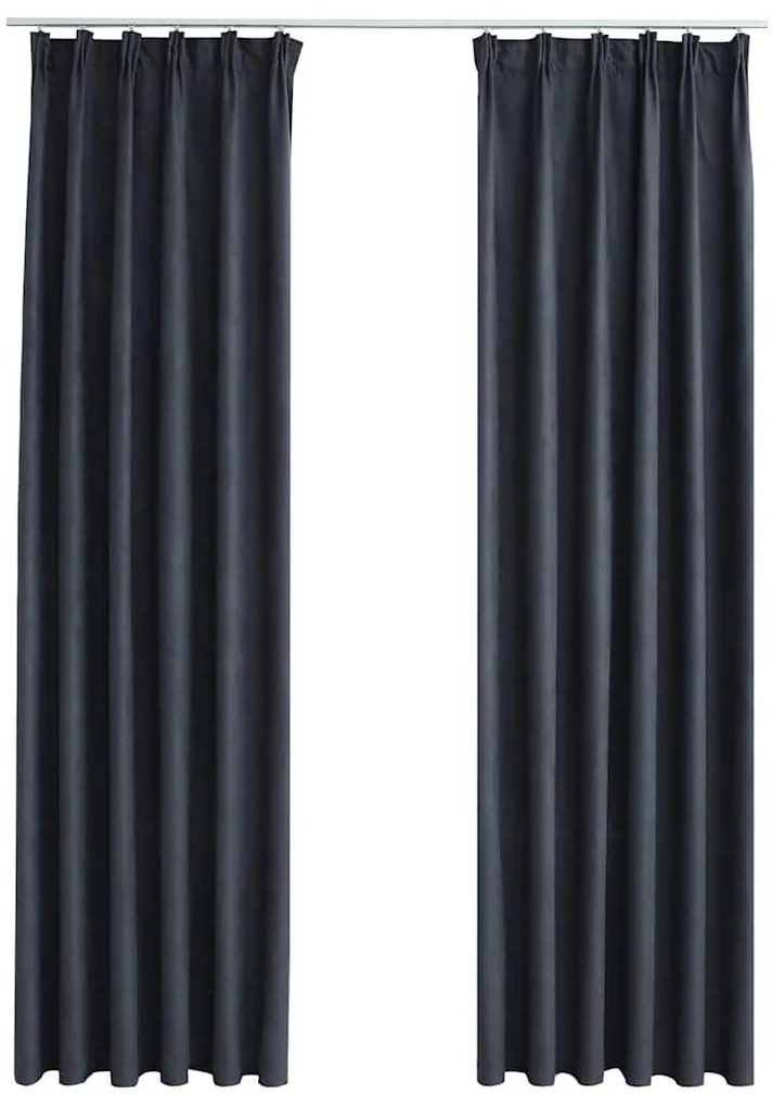 2 db antracitszürke sötétítőfüggöny kampókkal 140 x 175 cm