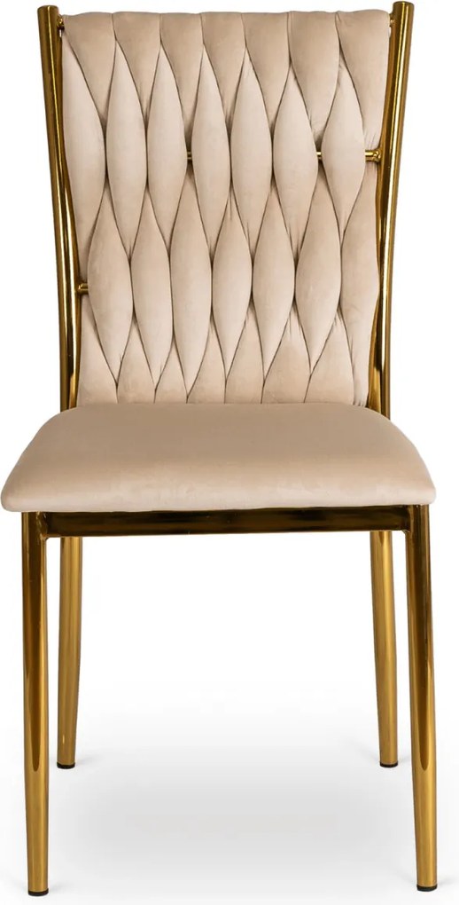 Fonott bársony szék krém színben, DAN