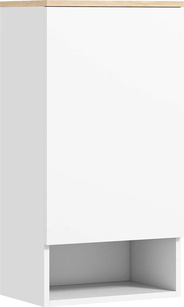 HOMCOM Fürdőszobai Szekrény Fali Szekrény Ajtóval, Állítható Polccal, Méretei: 40 x 27 x 77 cm, Fehér | Aosom
