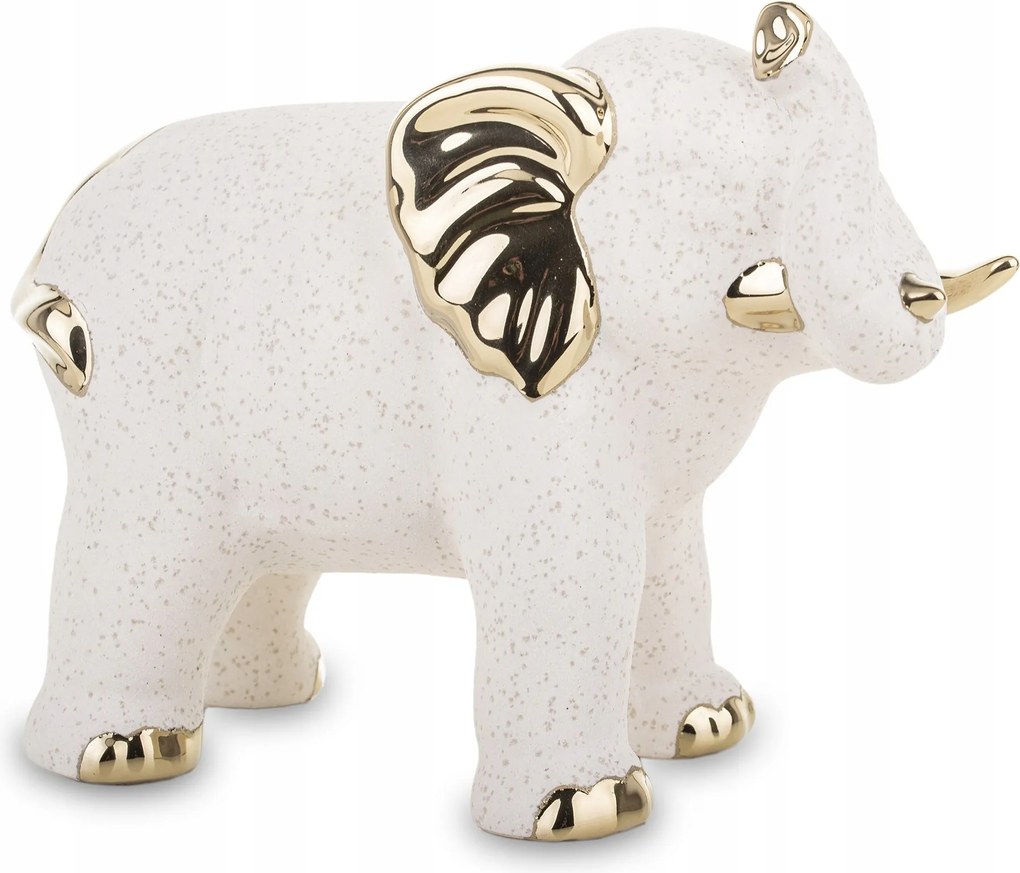 Elefánt figura krémszínű arany elefánt szerencse kerámiából