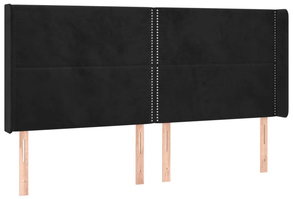 fekete bársony LED-es fejtámla 163x16x118/128 cm