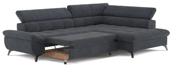 Fekete, jobbos MARANO L-alakú kihúzható sarokkanapé