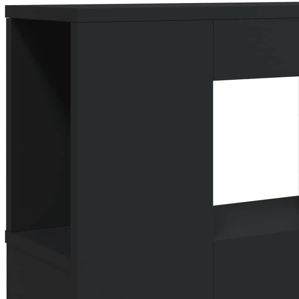 fekete szerelt fa LED-es fejtámla 220x18,5x103,5 cm