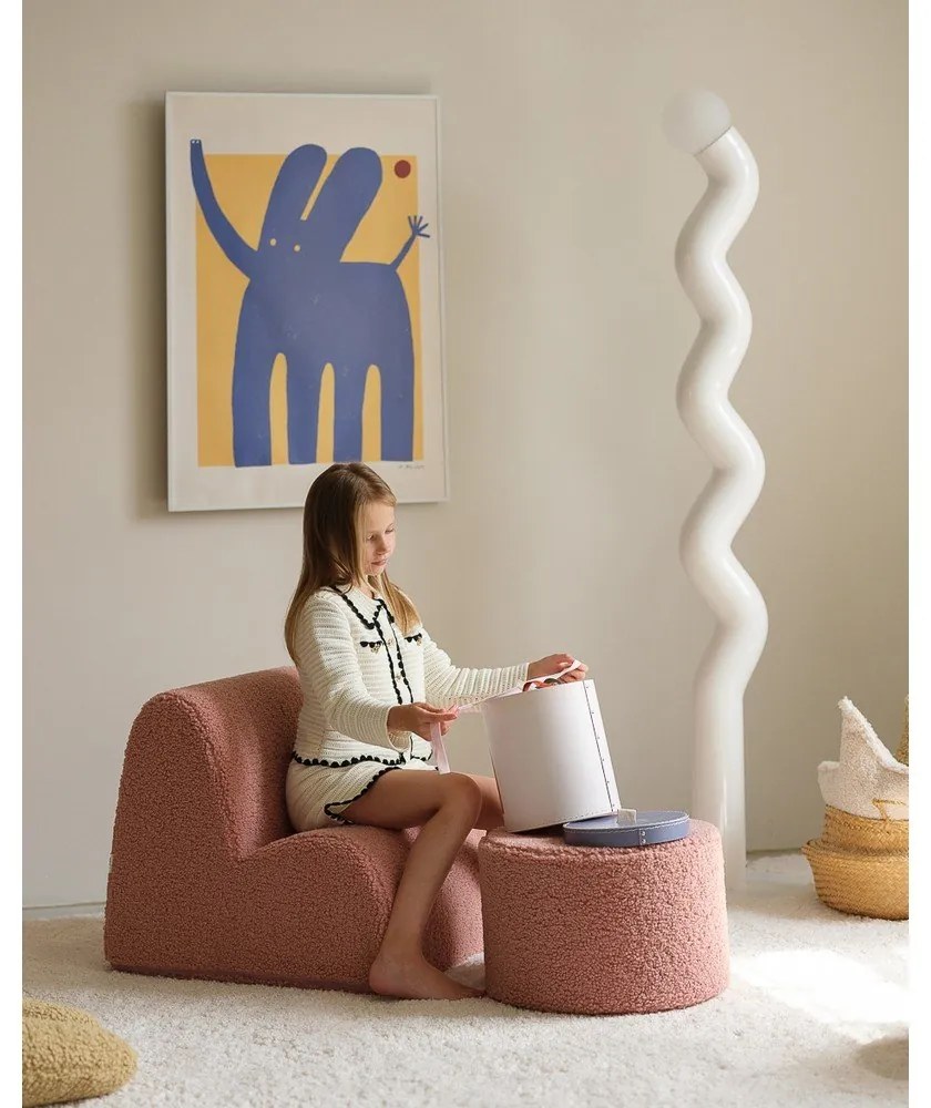 Rózsaszín buklé gyerek fotel Cloud – Wigiwama