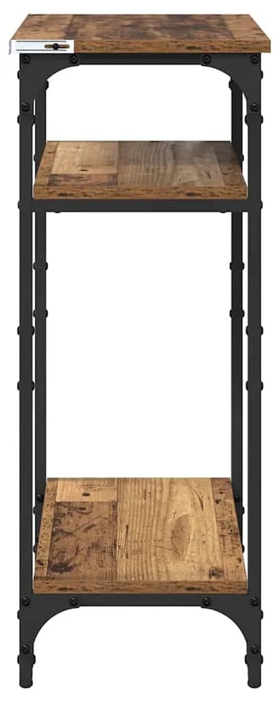 Oldal asztal polcokkal Régi fa 40 x 30 x 75 cm Faanyag