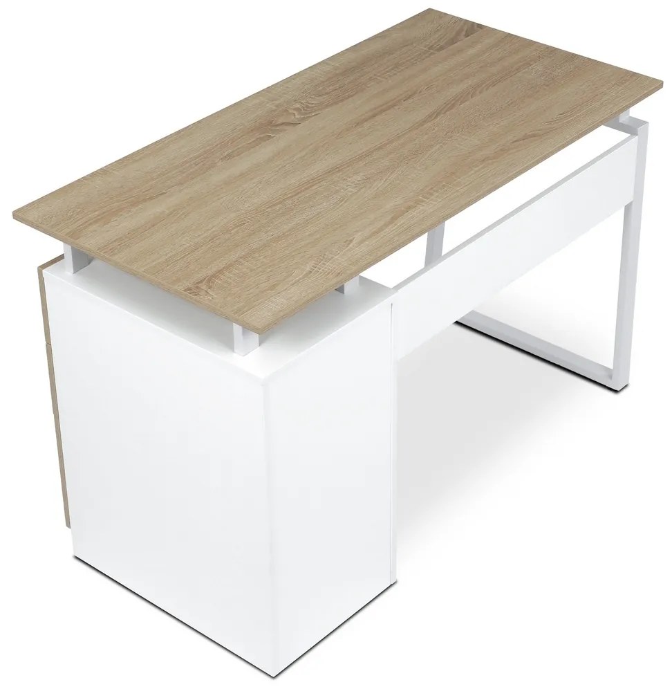 Irodai asztal 3218 SON, fehér és sonoma tölgy