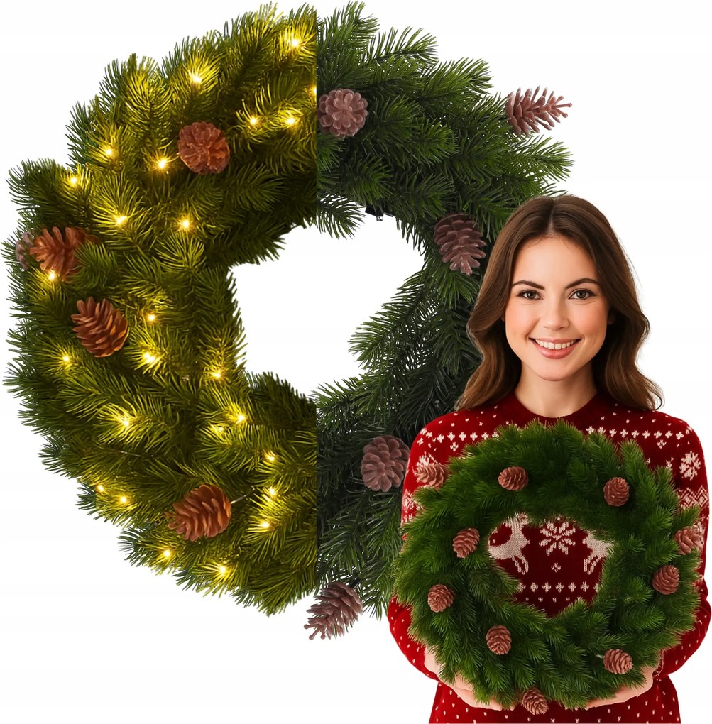 Karácsonyi koszorú Ajtó Asztal Karácsonyi Led koszorú 40cm