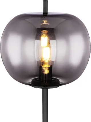 Globo 15345S Állólámpa fekete fém, füstszínű üveg búrával. Ø:300, H:1600, exkl. 1xE27 60W 230V