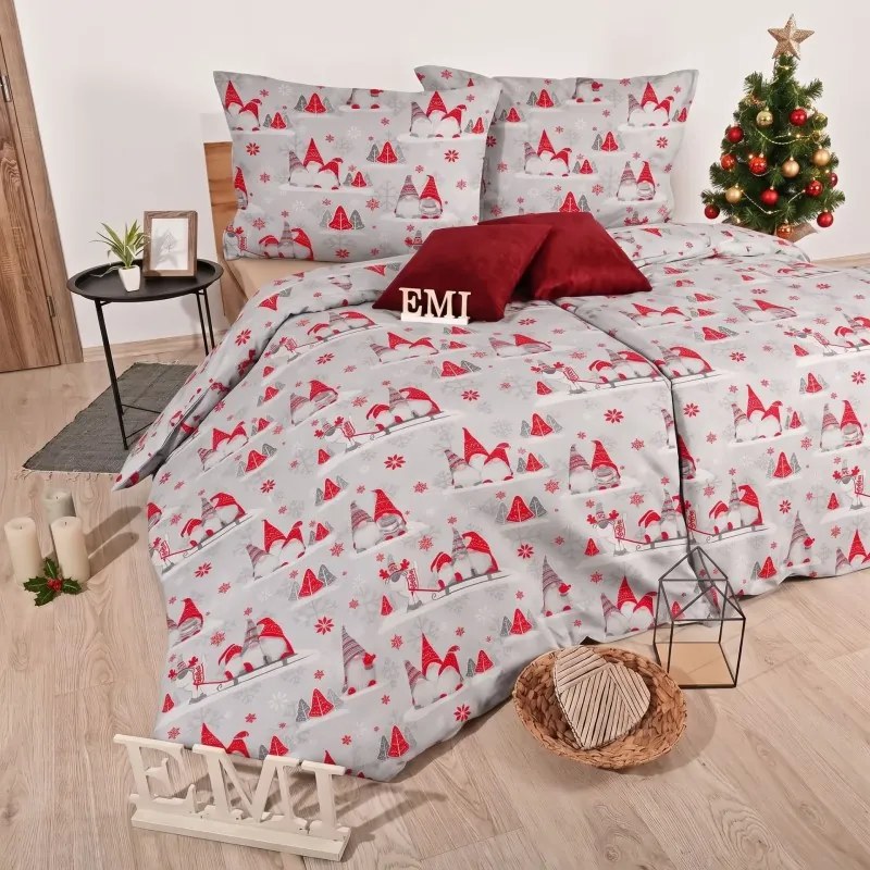 Karácsonyi ágyneműhuzat Buddy piros EMI, A standard egyszemélyes ágy szett tartalma: 1x 140x200 + 1x 70x90