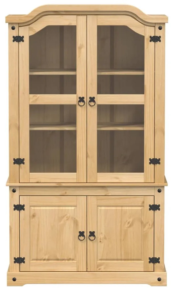 Corona tömör fenyőfa vitrinszekrény 103,5 x 42 x 180 cm