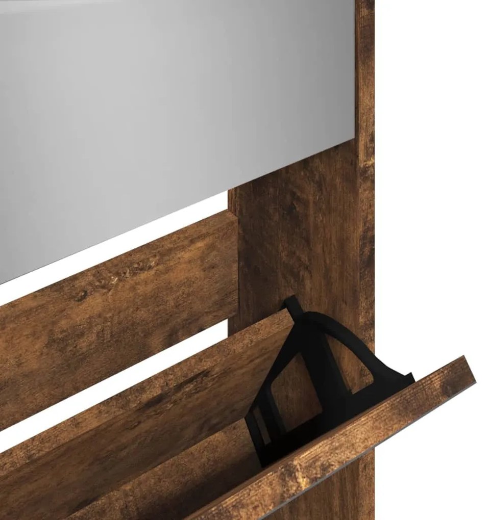 füstös tölgy 5 szintes cipőszekrény tükörrel 63 x 17 x 169,5 cm