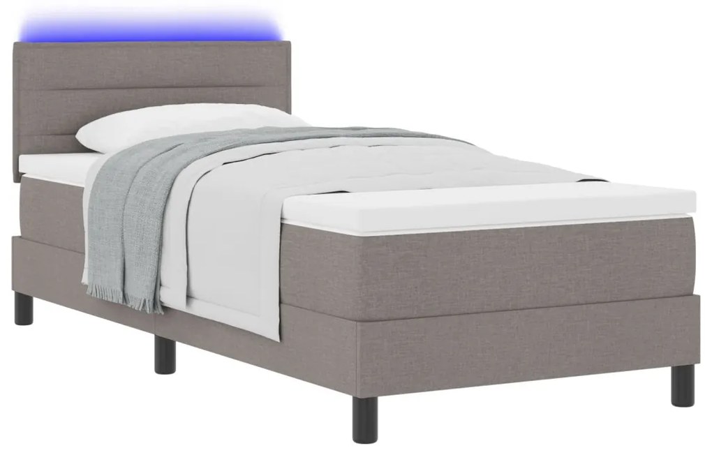 Tálca Ágy Matraccal & LED Taupe 80x200 cm Szövet